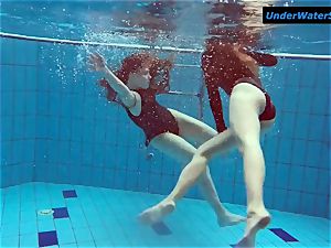 two hot teens underwater