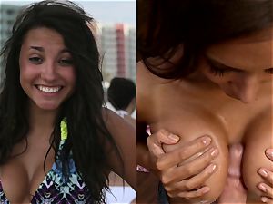 cool mega-bitch bounces Her yam-sized cupcakes In A spectacular bikini Like A horny pink cigar jacking whore